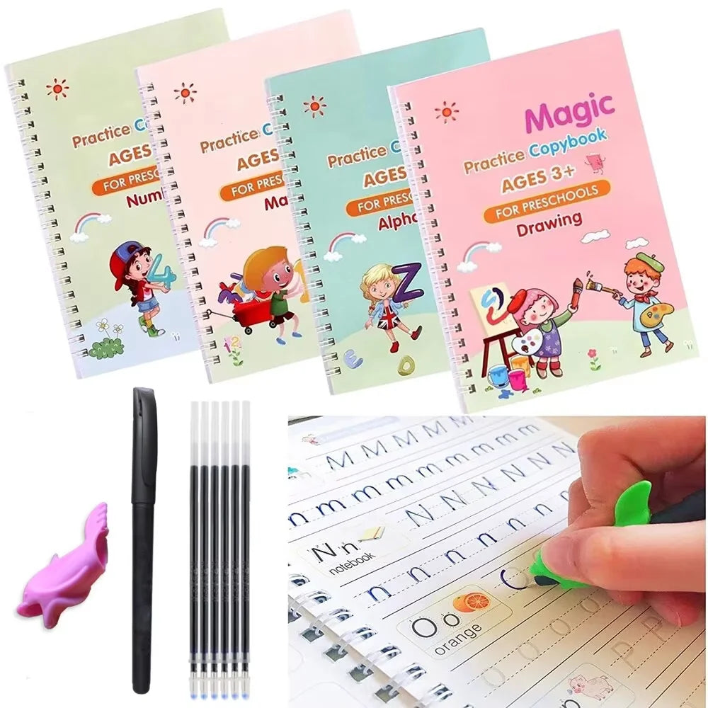 WonderWrite™ 4-in-1 Magic Copybook Set With Pen.