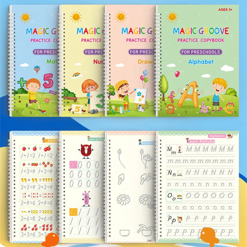 WonderWrite™ 4-in-1 Magic Copybook Set With Pen.