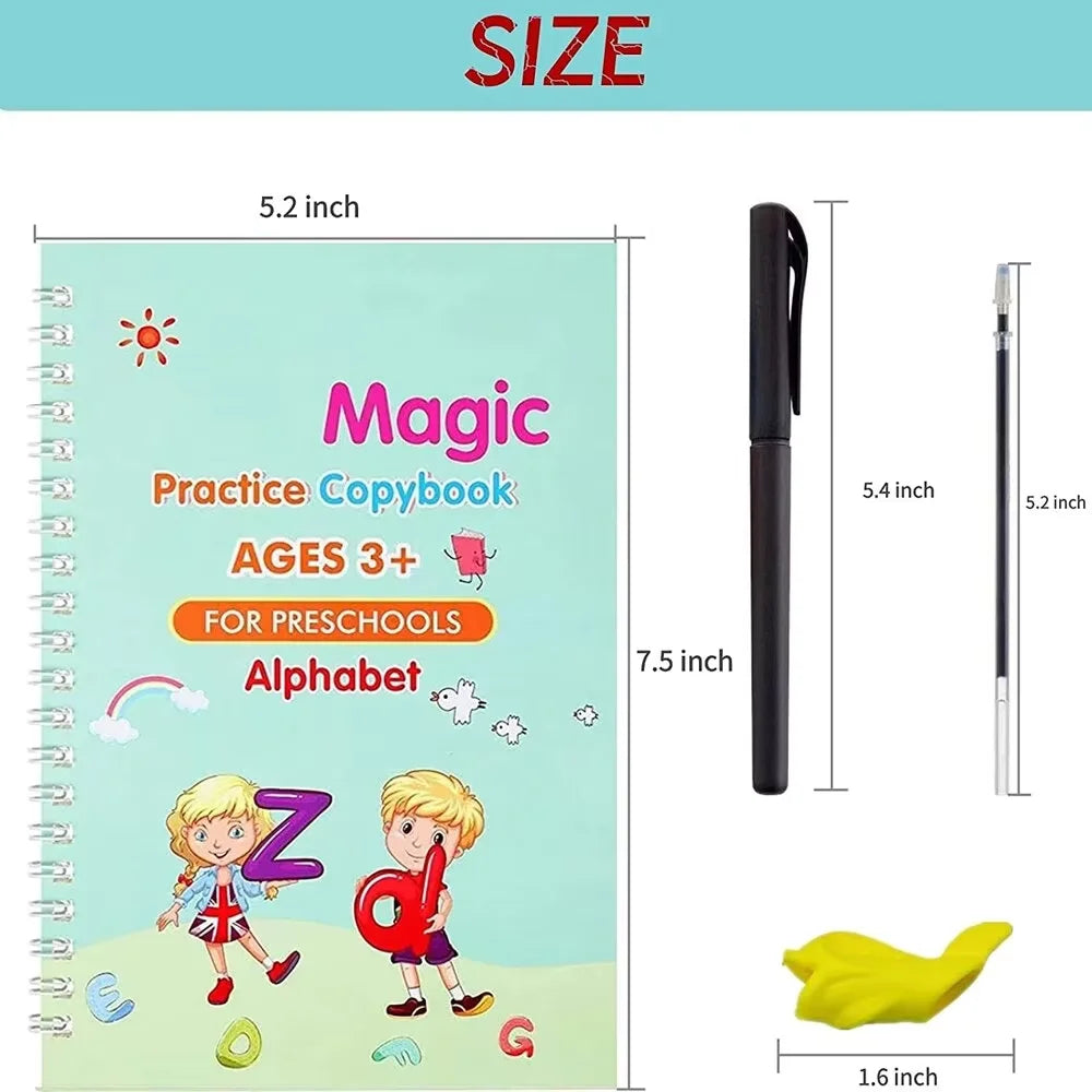WonderWrite™ 4-in-1 Magic Copybook Set With Pen.