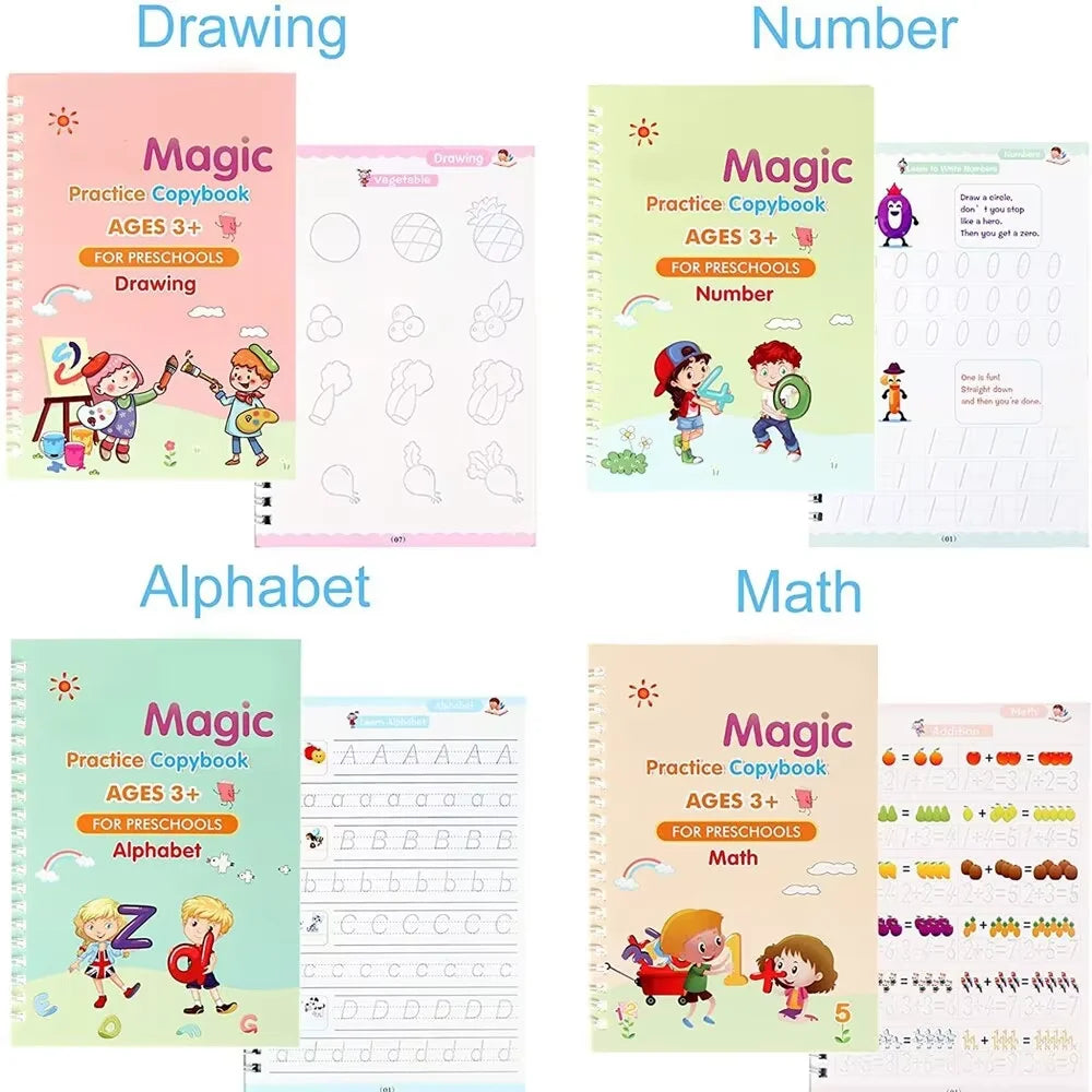 WonderWrite™ 4-in-1 Magic Copybook Set With Pen.
